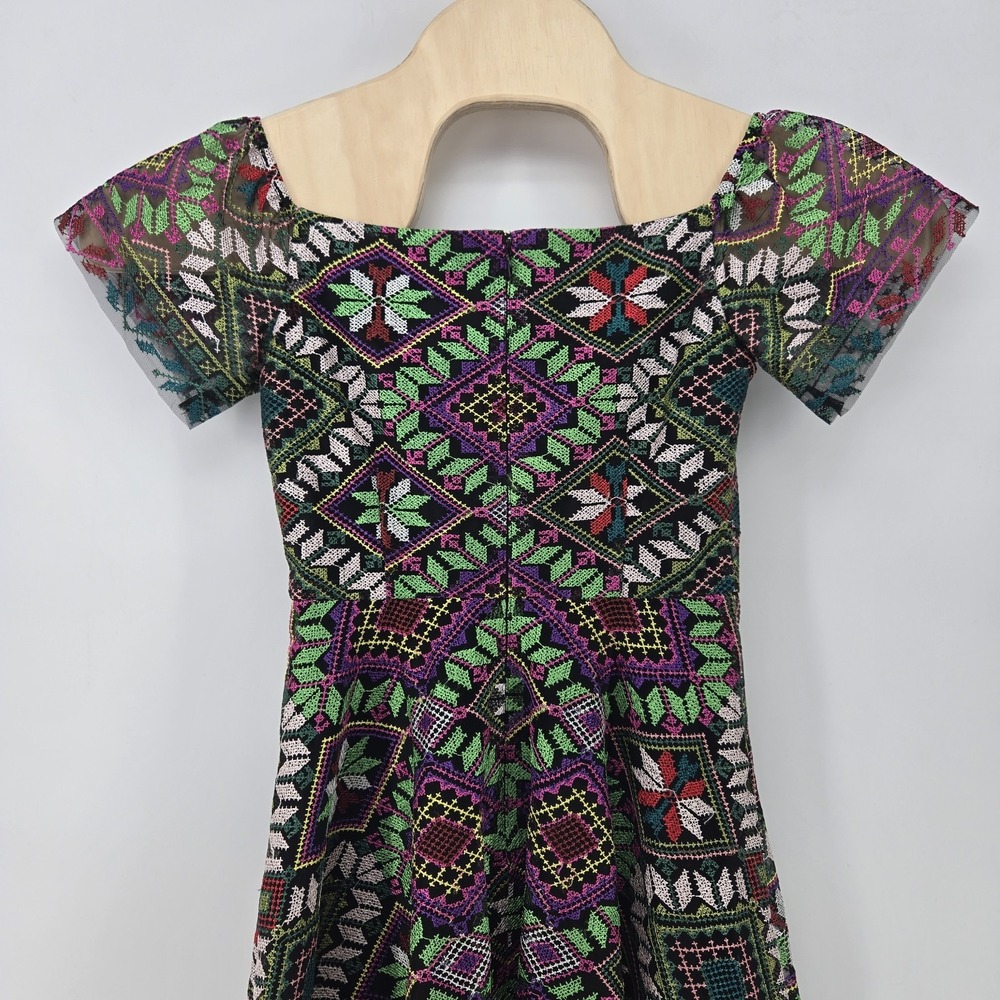Alex Marie Dress Women 2 Midi A-Line Fairy Whimsigoth Embroidered Colorful Sheer - Picture 7 of 12